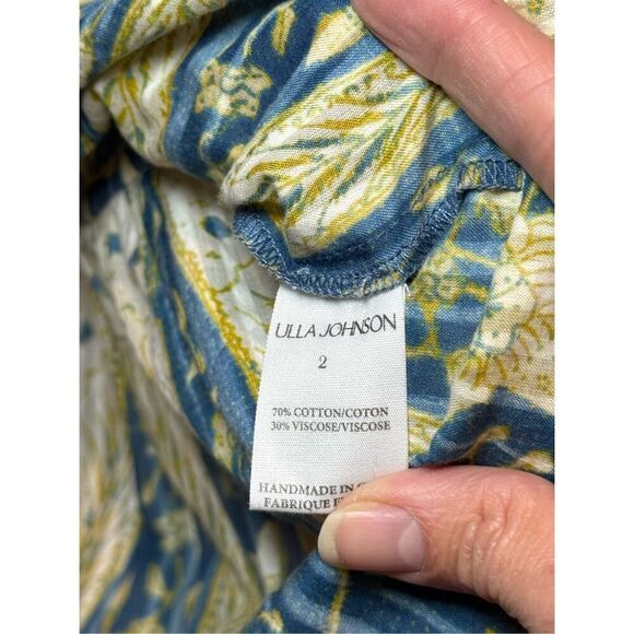 ULLA JOHNSON Kemala Tiered Waist Tie Printed Cotton-Blend Voile Maxi Dress 2 - Picture 5 of 16